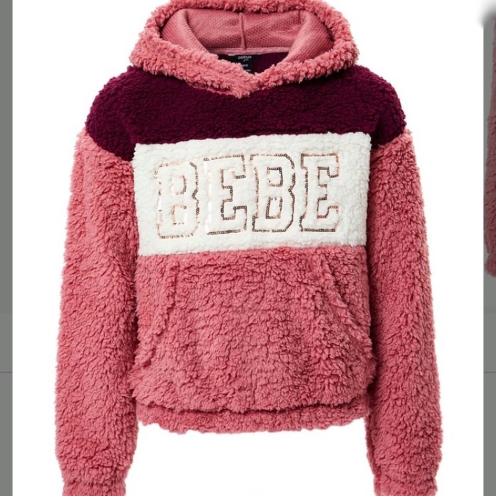 NWT BeBe girls Heather rose colour block hoodie with sequins -4T